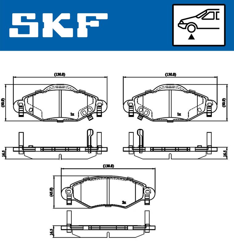 Комплект гальмівних накладок, дискове гальмо SKF VKBP80383A