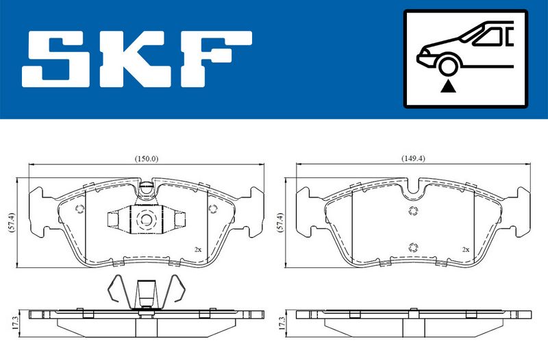 Комплект гальмівних накладок, дискове гальмо SKF VKBP80399