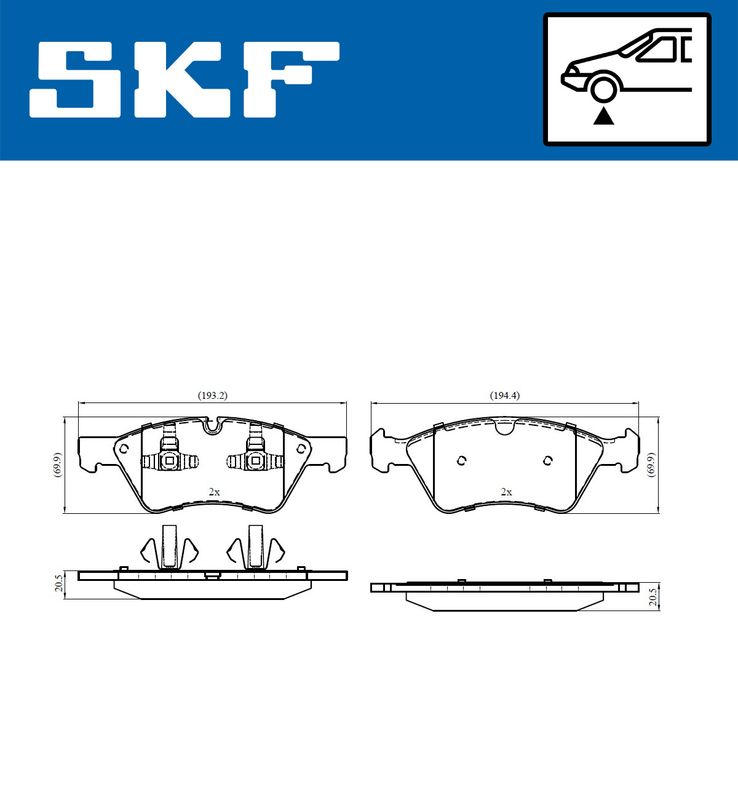 Stabdžių trinkelių rinkinys, diskinis stabdys SKF VKBP 80402