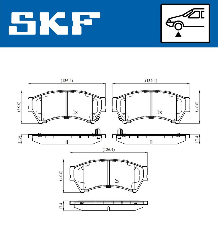 Stabdžių trinkelių rinkinys, diskinis stabdys SKF VKBP80410A