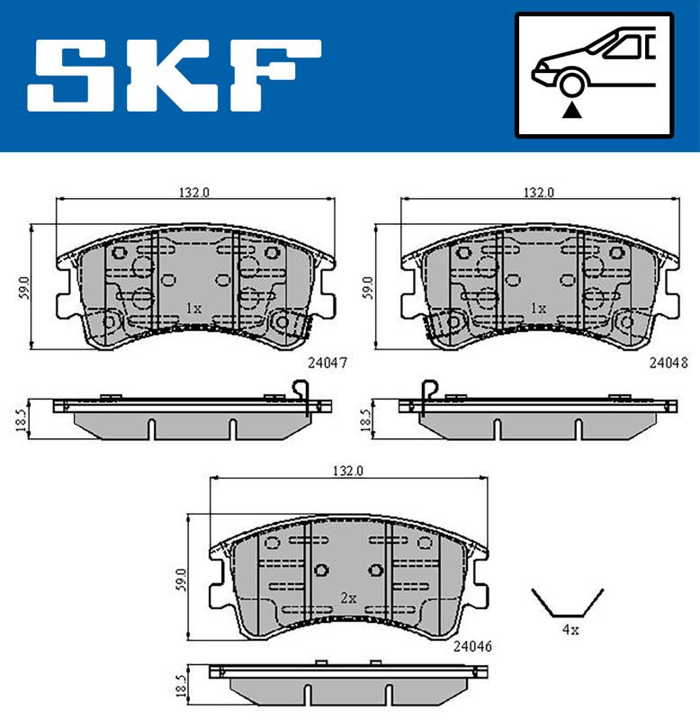 Stabdžių trinkelių rinkinys, diskinis stabdys SKF VKBP 80421 A