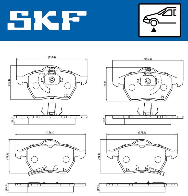 Stabdžių trinkelių rinkinys, diskinis stabdys SKF VKBP 80424 A
