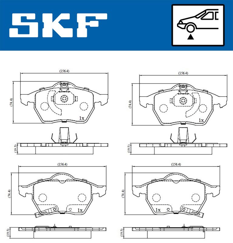 Комплект гальмівних накладок, дискове гальмо SKF VKBP 80424 A