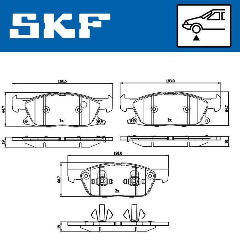 Комплект гальмівних накладок, дискове гальмо SKF VKBP 80433 A