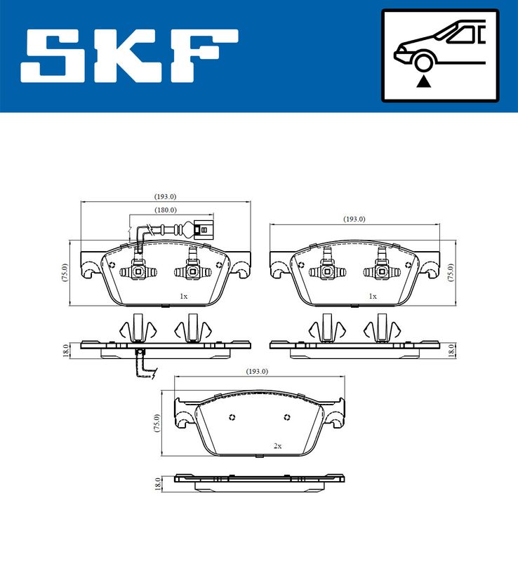 Комплект гальмівних накладок, дискове гальмо SKF VKBP 80445 E