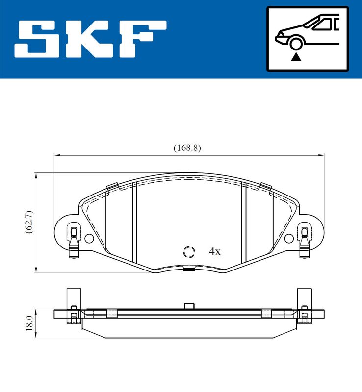 Stabdžių trinkelių rinkinys, diskinis stabdys SKF VKBP 80447 E