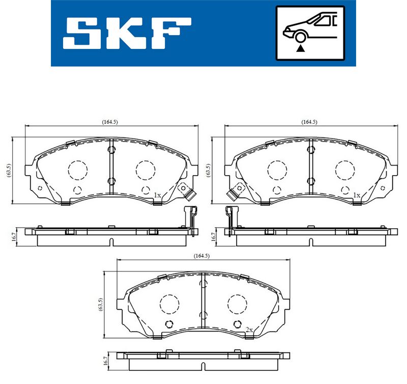 Комплект гальмівних накладок, дискове гальмо SKF VKBP 80454 A