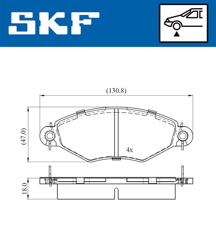 Stabdžių trinkelių rinkinys, diskinis stabdys SKF VKBP 80470