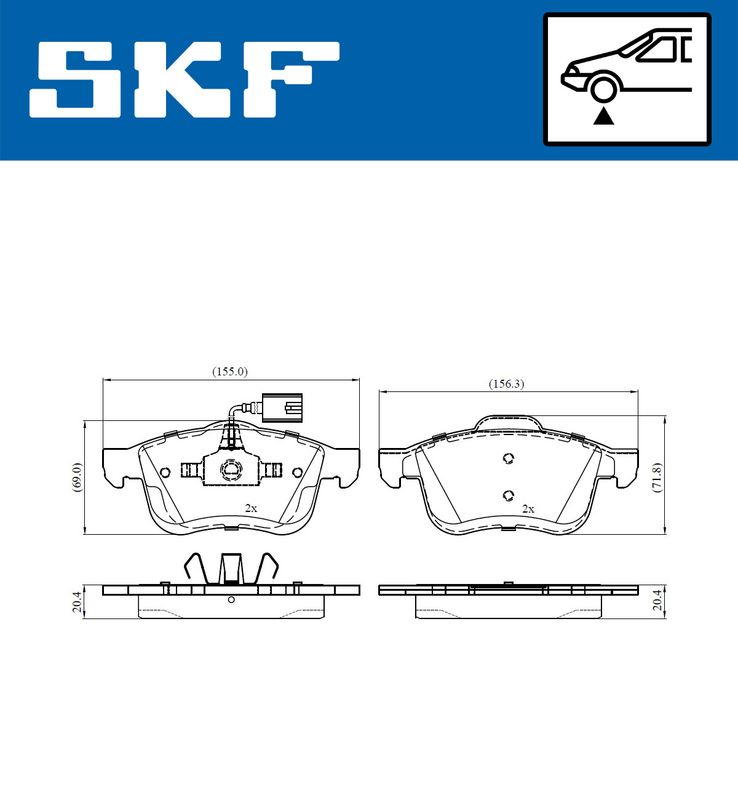 Stabdžių trinkelių rinkinys, diskinis stabdys SKF VKBP 80476 E