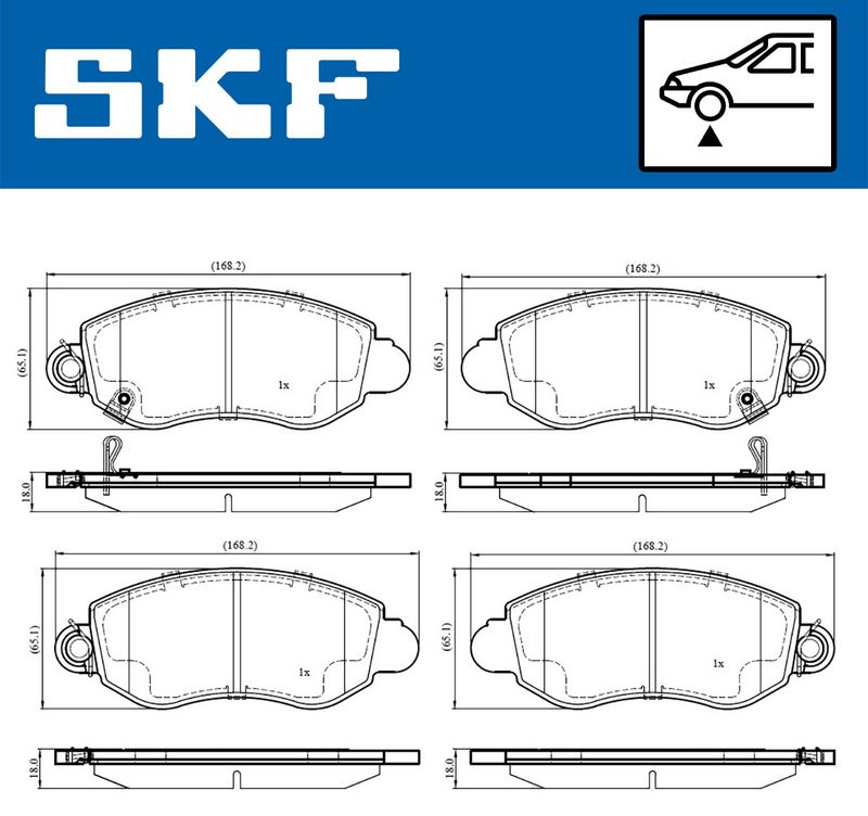 Комплект гальмівних накладок, дискове гальмо SKF VKBP 80489 A