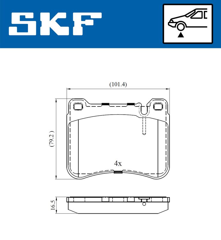 Комплект гальмівних накладок, дискове гальмо SKF VKBP 80495