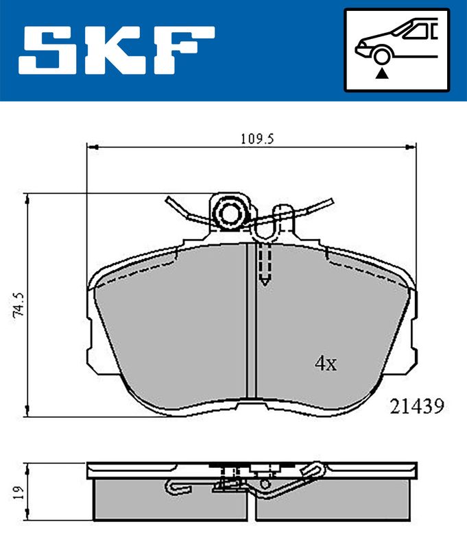 Stabdžių trinkelių rinkinys, diskinis stabdys SKF VKBP 80516