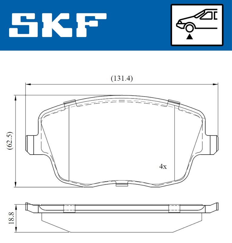 Комплект гальмівних накладок, дискове гальмо SKF VKBP 80517