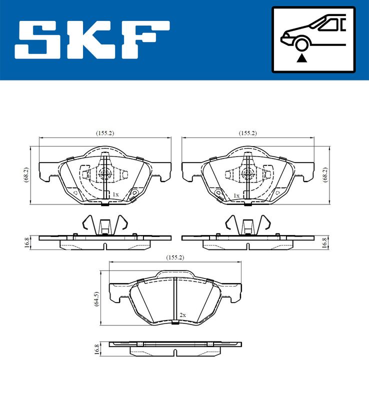 Stabdžių trinkelių rinkinys, diskinis stabdys SKF VKBP80518A