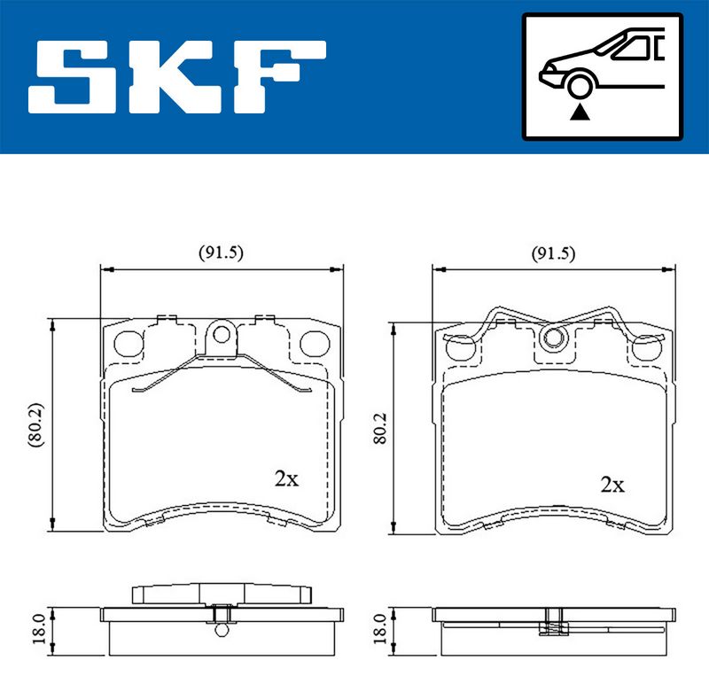 Stabdžių trinkelių rinkinys, diskinis stabdys SKF VKBP 80536