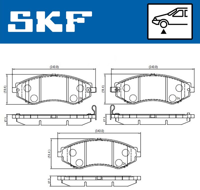 Stabdžių trinkelių rinkinys, diskinis stabdys SKF VKBP80570A