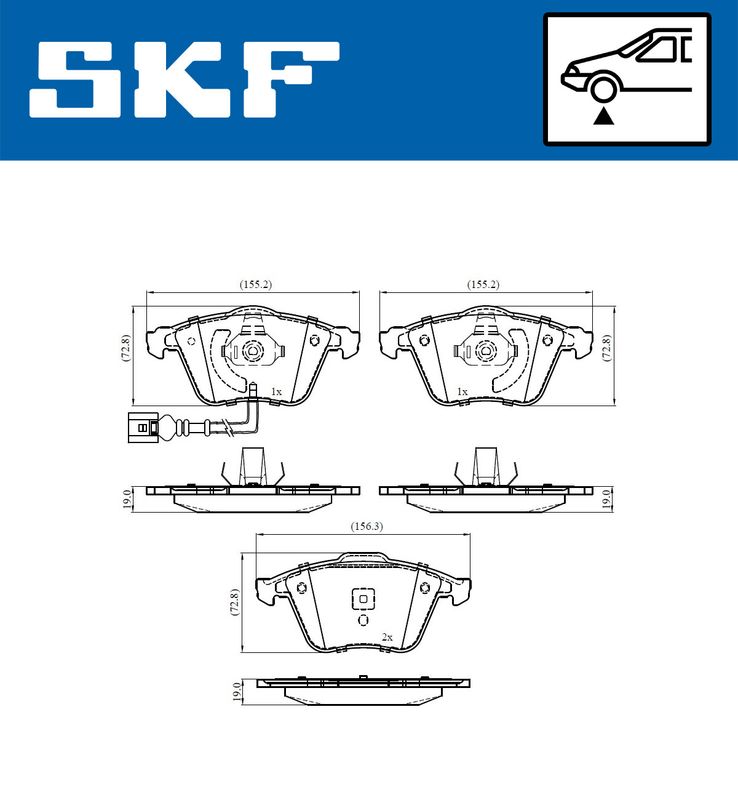 Комплект гальмівних накладок, дискове гальмо SKF VKBP80586E