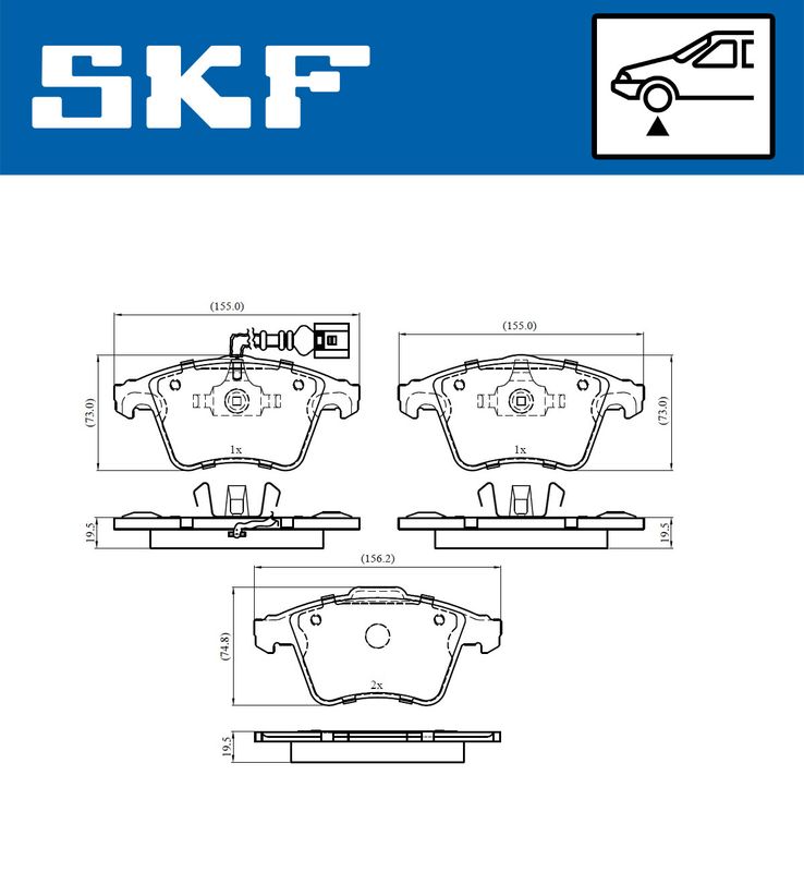 Stabdžių trinkelių rinkinys, diskinis stabdys SKF VKBP 80589 E