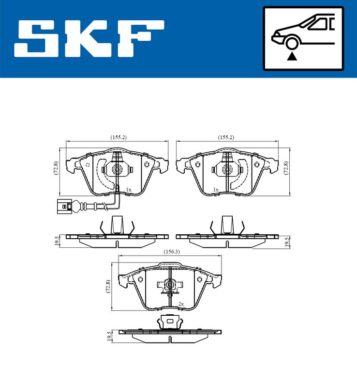 Комплект гальмівних накладок, дискове гальмо SKF VKBP 80594 E