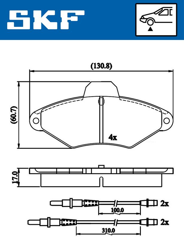 Stabdžių trinkelių rinkinys, diskinis stabdys SKF VKBP80601E