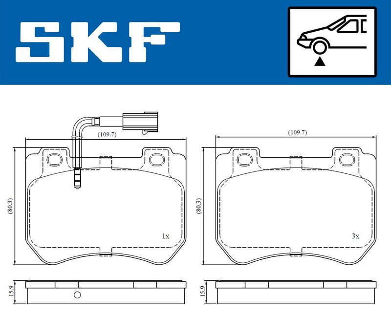 Stabdžių trinkelių rinkinys, diskinis stabdys SKF VKBP 80610 E