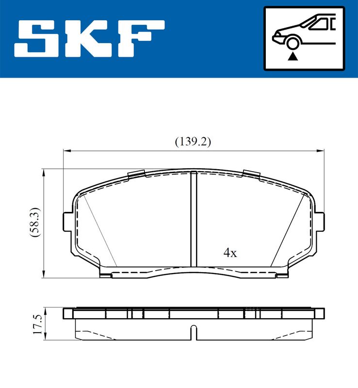 Комплект гальмівних накладок, дискове гальмо SKF VKBP 80612 A