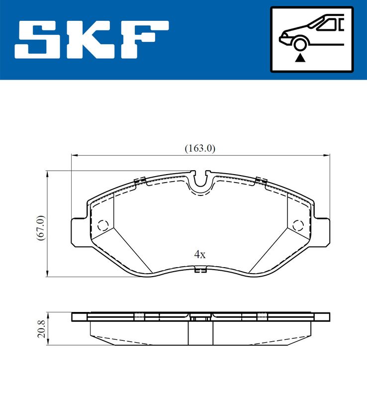 Комплект гальмівних накладок, дискове гальмо SKF VKBP80633E