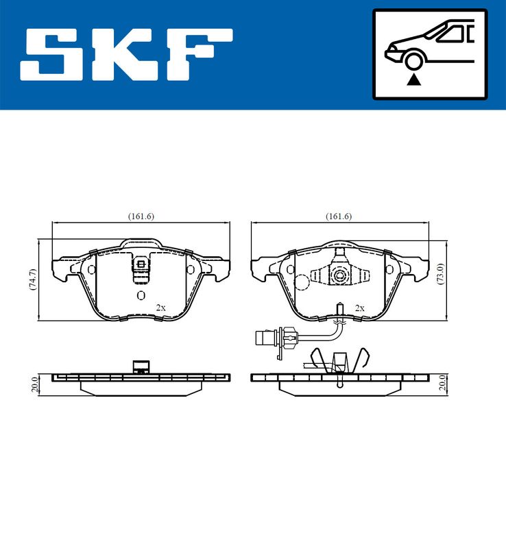 Комплект гальмівних накладок, дискове гальмо SKF VKBP 81035 E