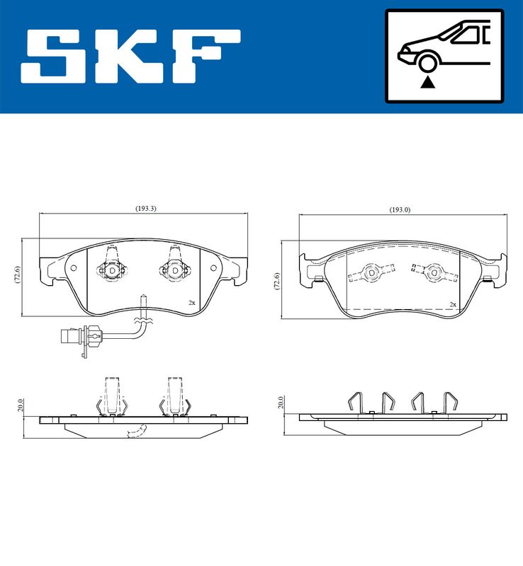 Комплект гальмівних накладок, дискове гальмо SKF VKBP 81045 E