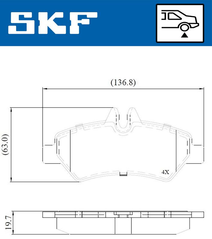 Stabdžių trinkelių rinkinys, diskinis stabdys SKF VKBP90071E