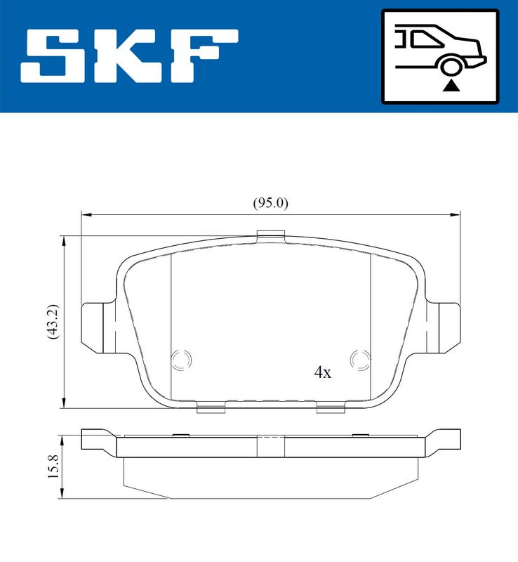 Stabdžių trinkelių rinkinys, diskinis stabdys SKF VKBP90072