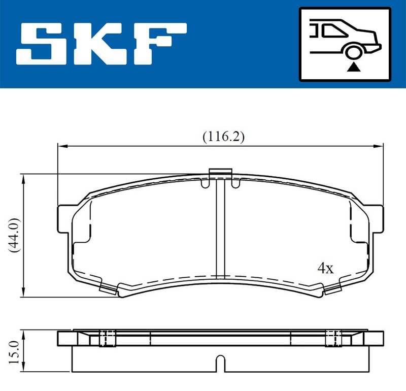 Stabdžių trinkelių rinkinys, diskinis stabdys SKF VKBP90136