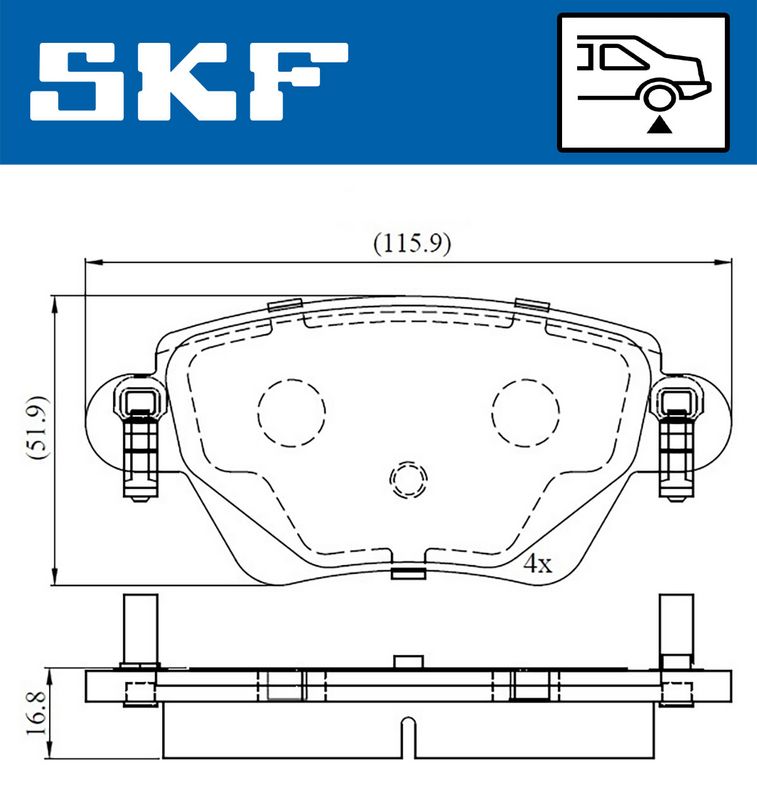 Комплект гальмівних накладок, дискове гальмо SKF VKBP 90170