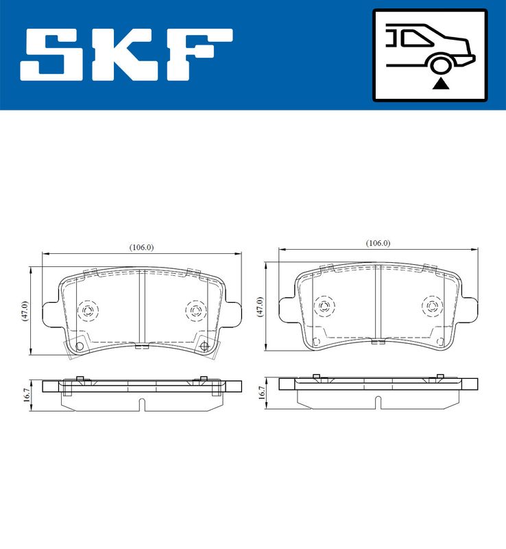 Комплект гальмівних накладок, дискове гальмо SKF VKBP 90214 A