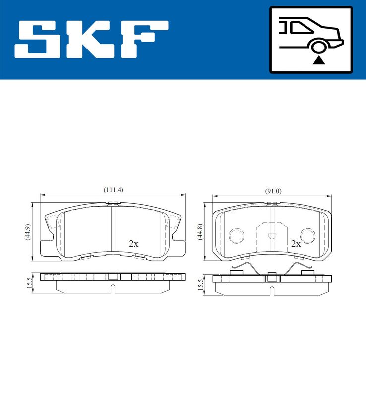 Stabdžių trinkelių rinkinys, diskinis stabdys SKF VKBP 90222