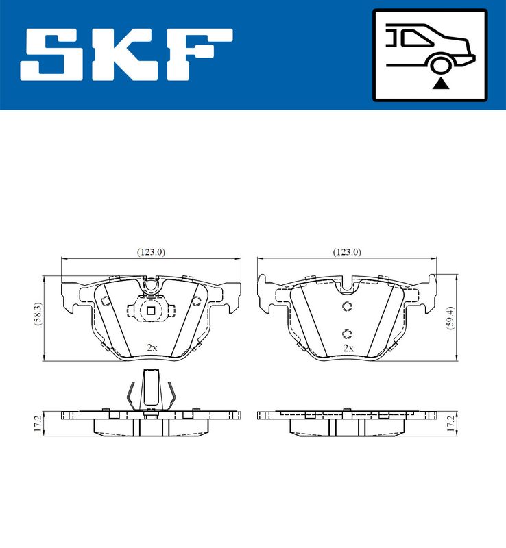 Комплект гальмівних накладок, дискове гальмо SKF VKBP 90240