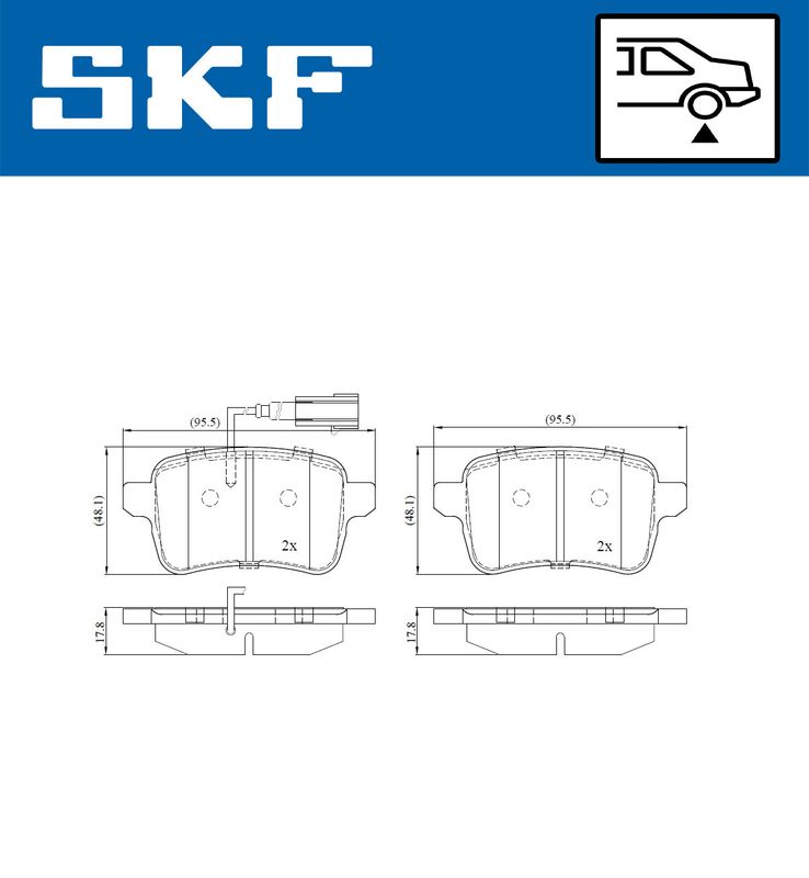 Stabdžių trinkelių rinkinys, diskinis stabdys SKF VKBP 90274 E