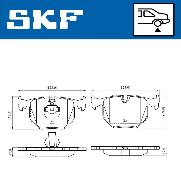 Комплект гальмівних накладок, дискове гальмо SKF VKBP90279