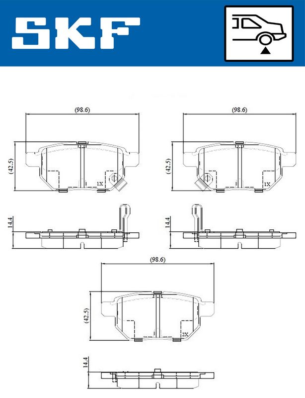 Комплект гальмівних накладок, дискове гальмо SKF VKBP 90282 A