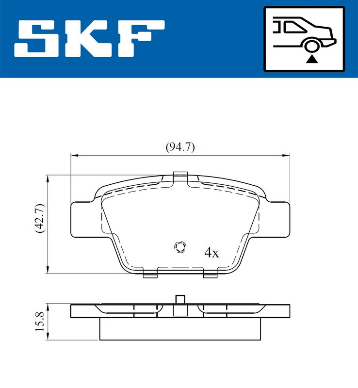 Комплект гальмівних накладок, дискове гальмо SKF VKBP90315