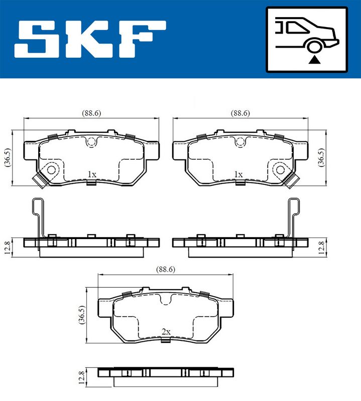 Комплект гальмівних накладок, дискове гальмо SKF VKBP 90381 A