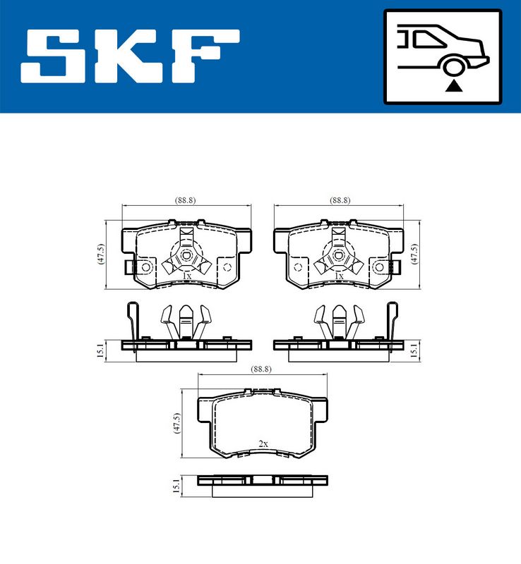 Stabdžių trinkelių rinkinys, diskinis stabdys SKF VKBP90397A