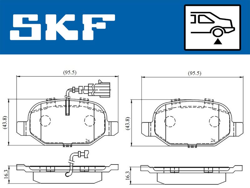 Stabdžių trinkelių rinkinys, diskinis stabdys SKF VKBP 90398 E