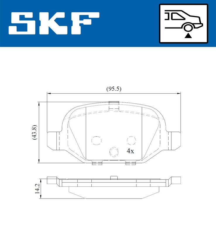 Комплект гальмівних накладок, дискове гальмо SKF VKBP 90414