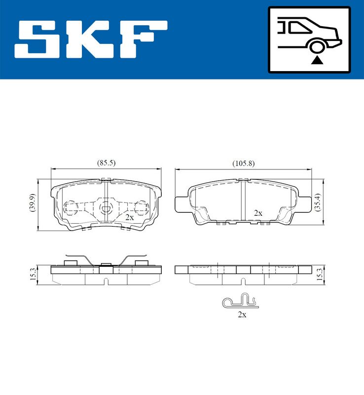 Stabdžių trinkelių rinkinys, diskinis stabdys SKF VKBP 90416 A