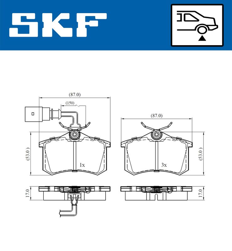 Stabdžių trinkelių rinkinys, diskinis stabdys SKF VKBP 90452 E