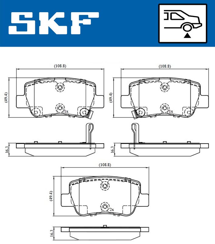 Комплект гальмівних накладок, дискове гальмо SKF VKBP 90458 A