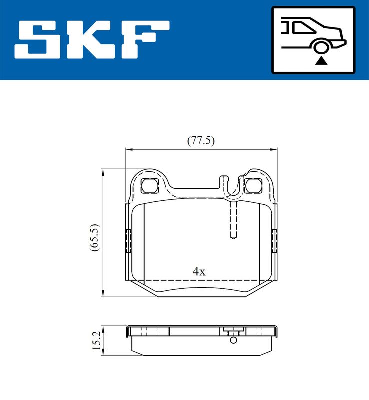 Комплект гальмівних накладок, дискове гальмо SKF VKBP 90482