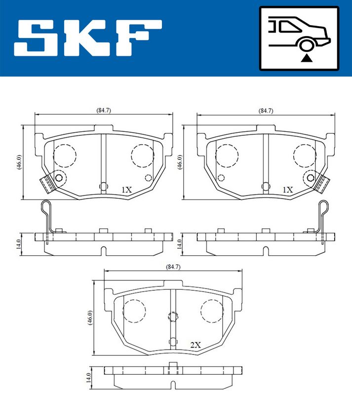 Комплект гальмівних накладок, дискове гальмо SKF VKBP90483A