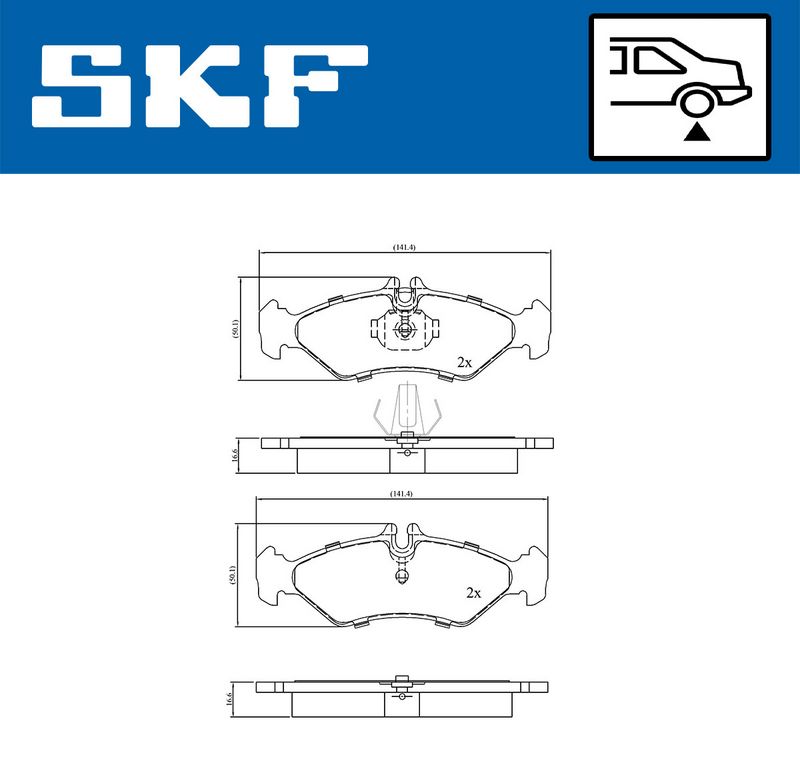 Комплект гальмівних накладок, дискове гальмо SKF VKBP 90485